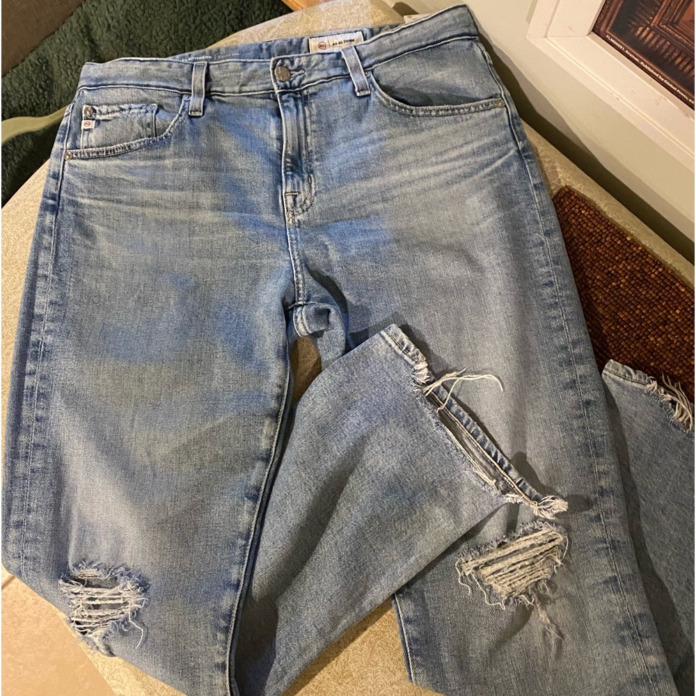 AG ex-boyfriend slouchy slim. Distressed.
